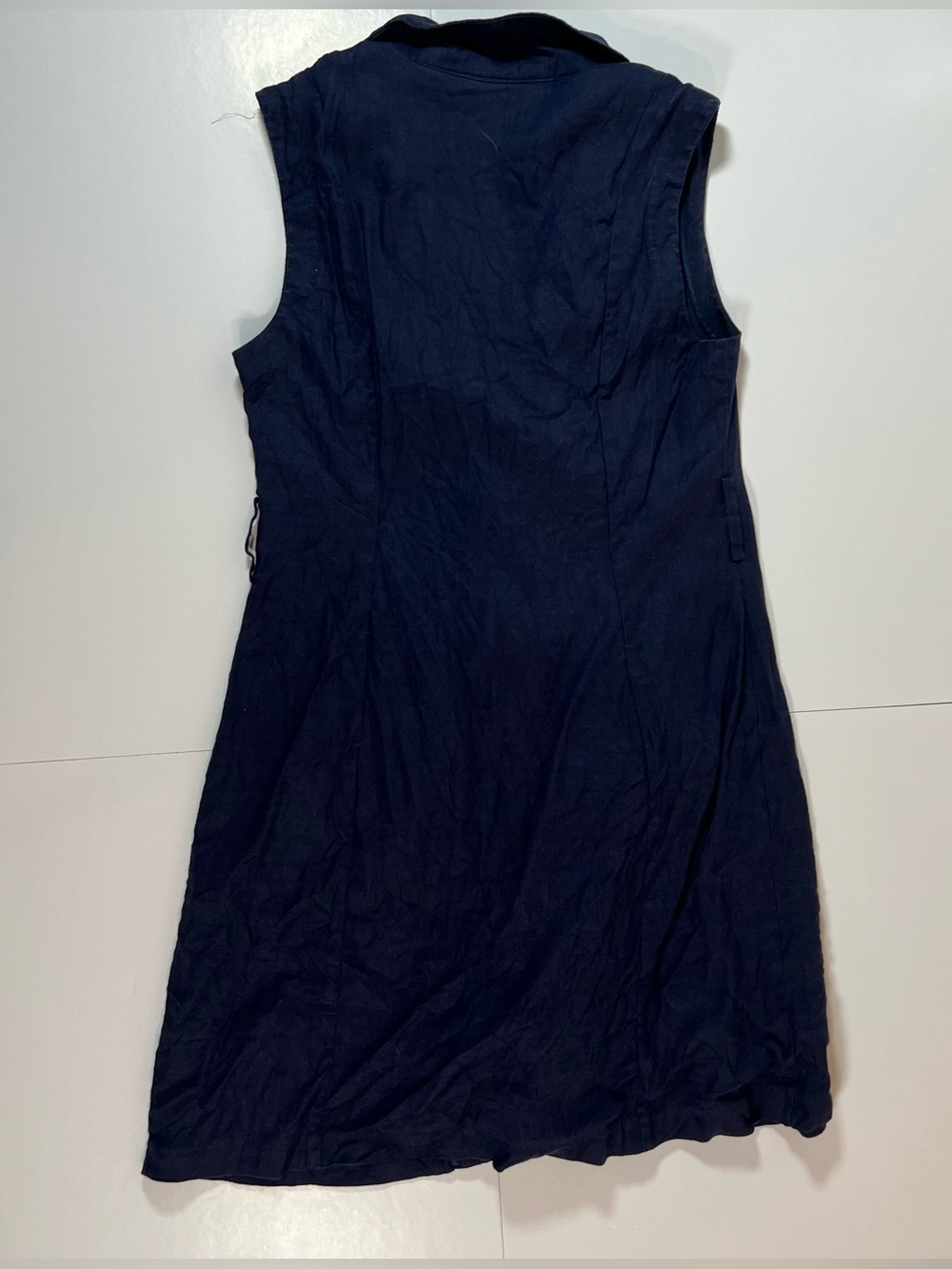 Halston Navy Linen Blendβ Sleeveless Shirt Dress Size 8 - Picture 2 of 9